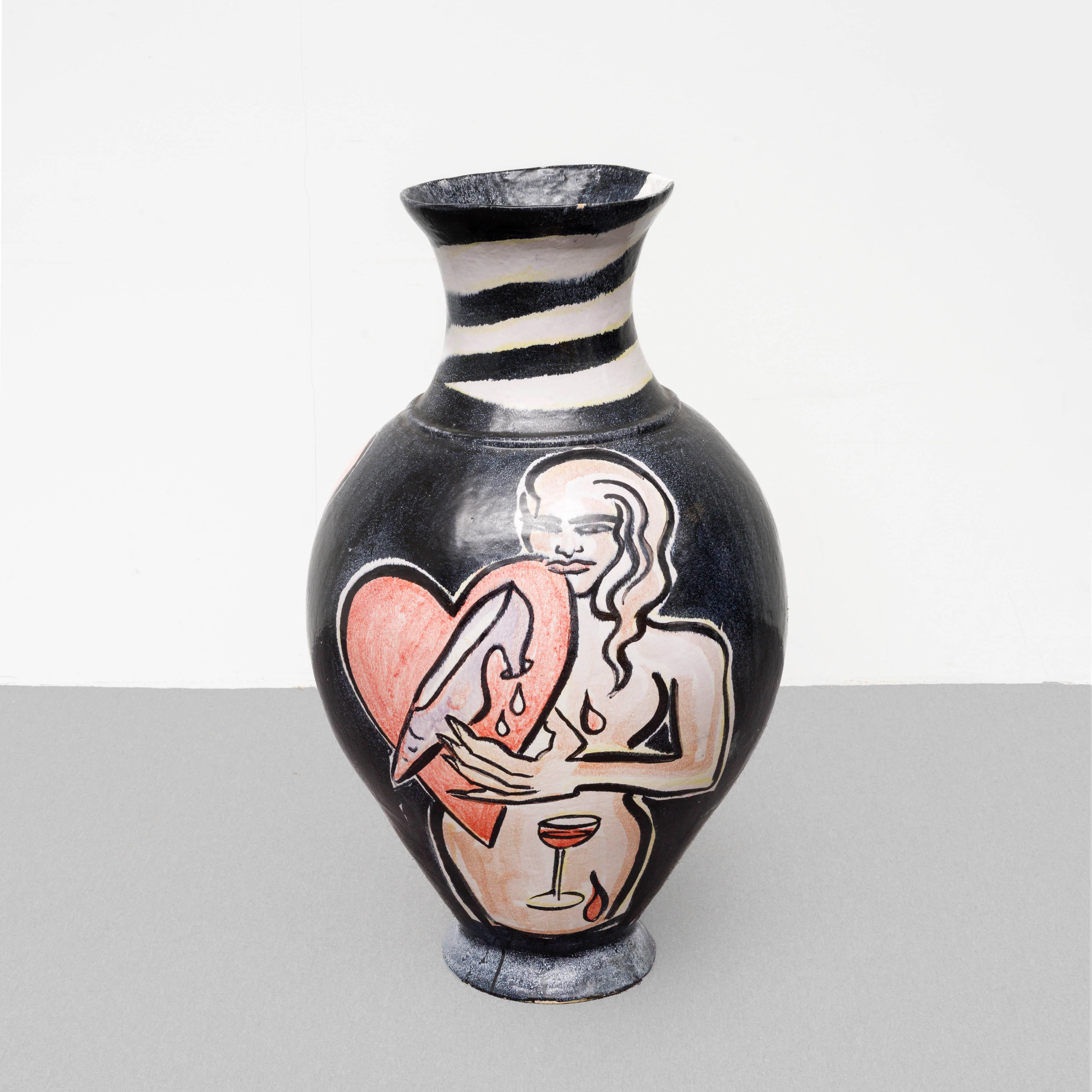 o.T., blaue Keramikvase mit Portraits - Image 3